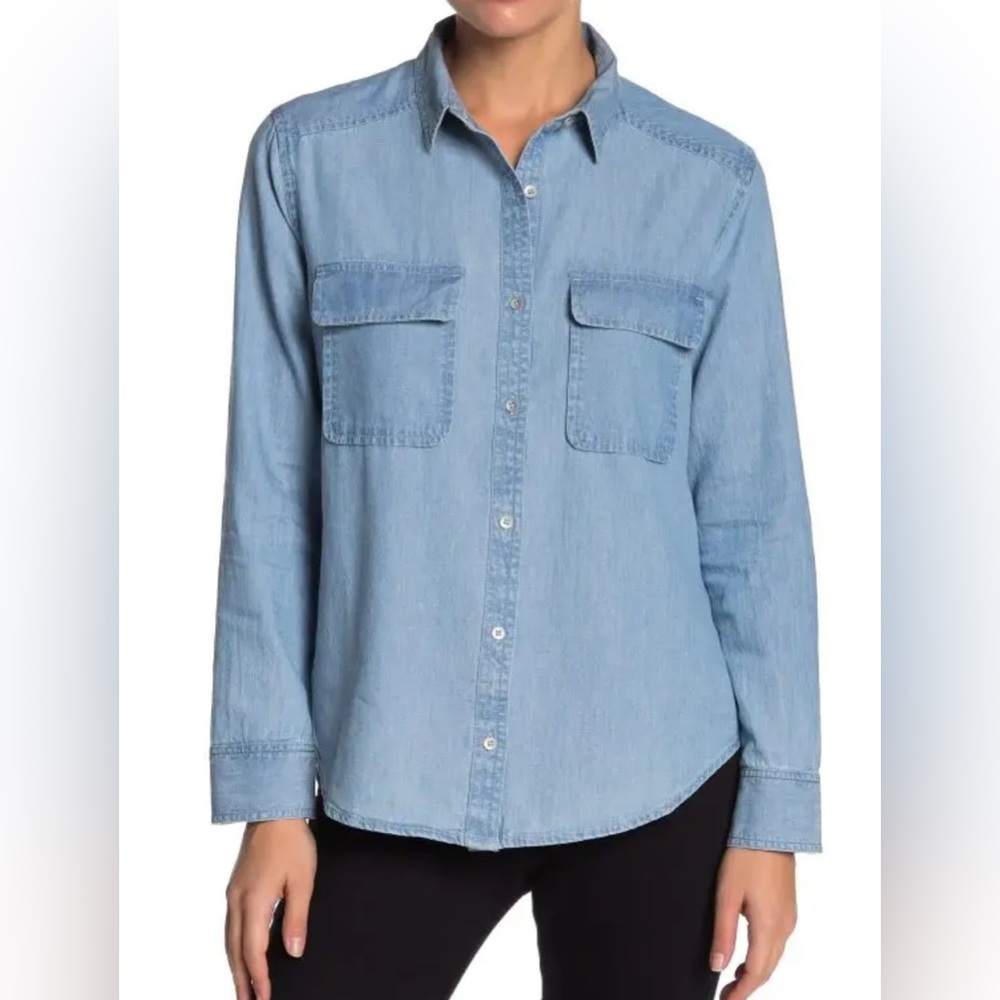 Caslon Light Blue chambray Denim Button-Up Shirt